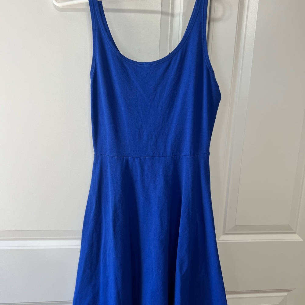 Express Blue Sleeveless Scoop Neck Short Sundress